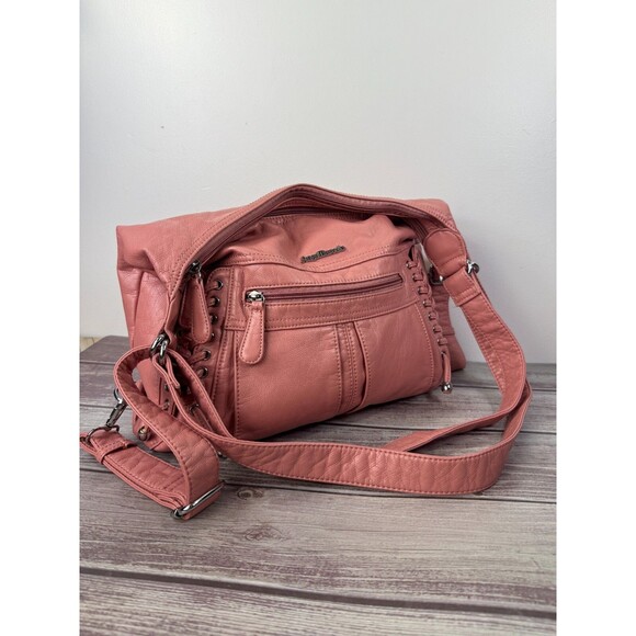 Pink and Silver Slouchy Shoulder Bag with Tassels - Picture 10 of 16